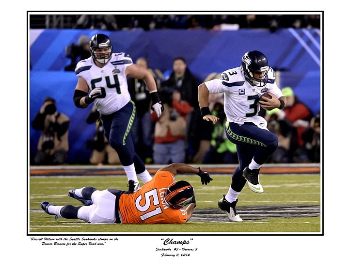 Champs 2014 Super Bowl Seattle Seahawks print by Riggins