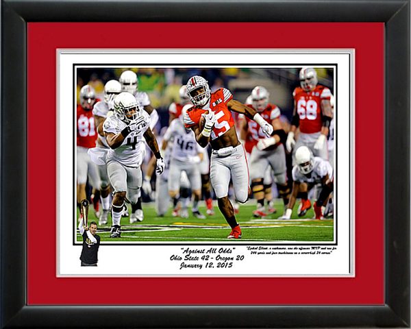 OHIO STBUCKEYES NATIONAL CHAMPIONSHIP "AGAINST ALL ODDS" ZEKE FRAMED