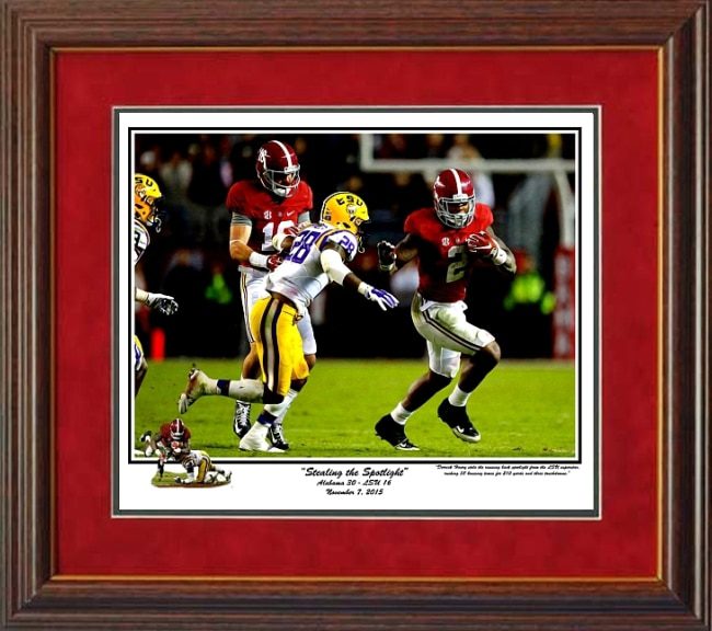 Stealing the Spotlight Derrick Henry vs. LSU 2015 Riggins Framed print