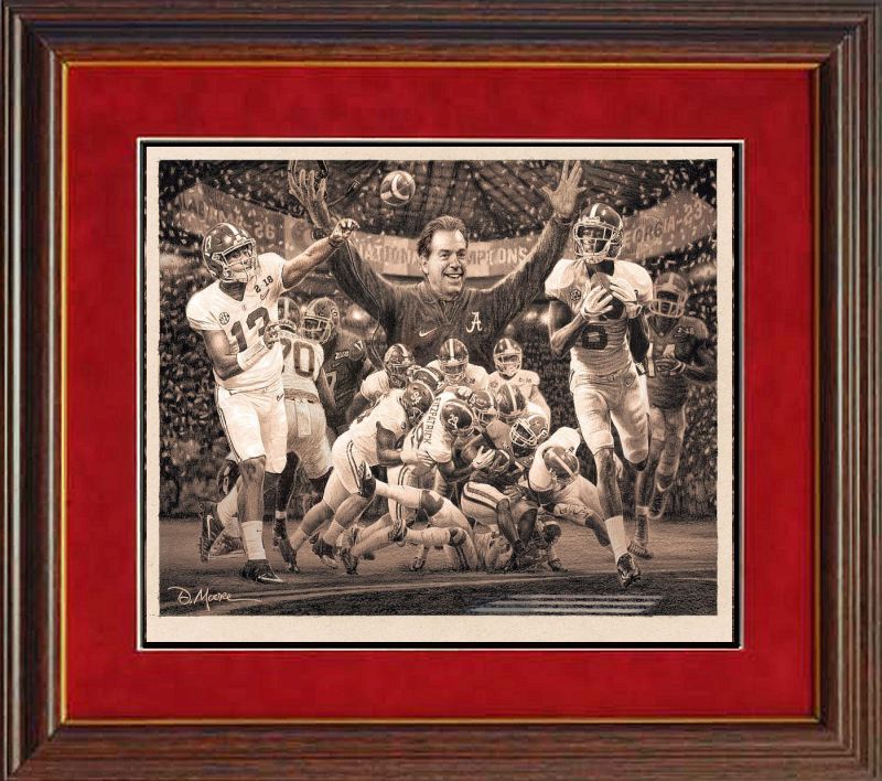 DANIEL MOORE NATIONAL CHAMPIONSHIP SECOND & 26 SKETCH FRAMED
