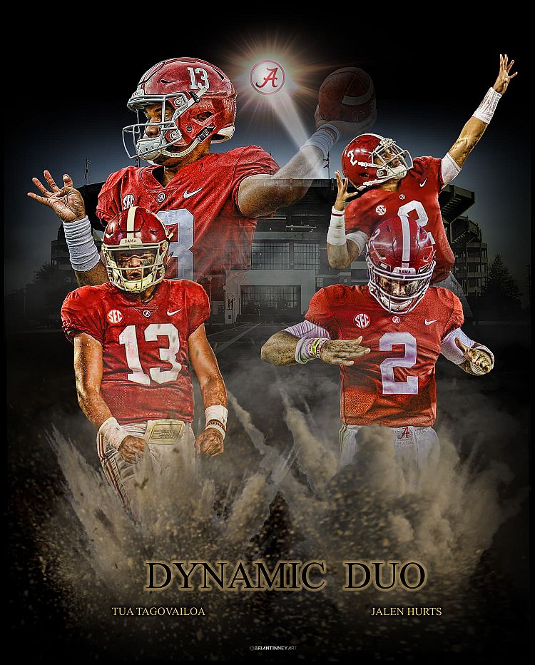 Dynamic Duo Jalen and Tua print by Tinney