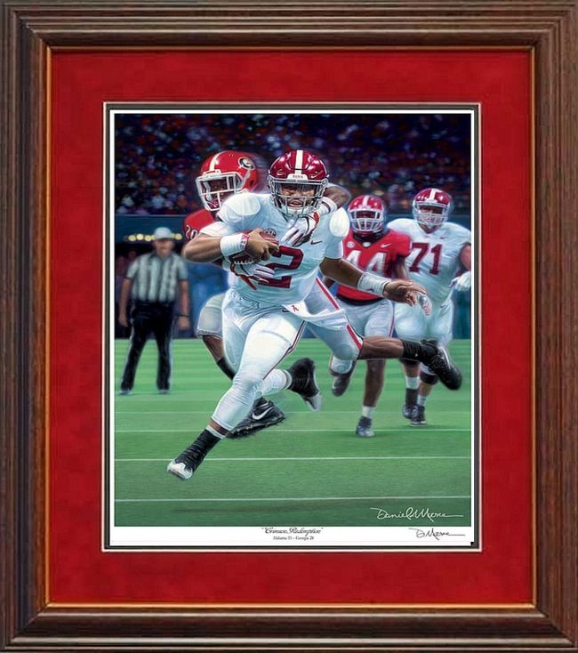 Crimson Redemption Jalen Hurts Daniel Moore framed print
