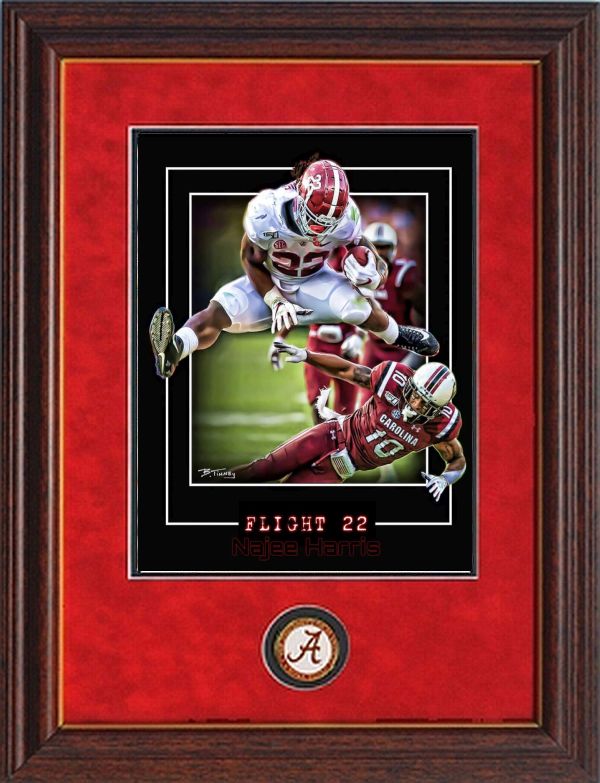 Flight 22 Najee Harris framed print with Coin by Tinney