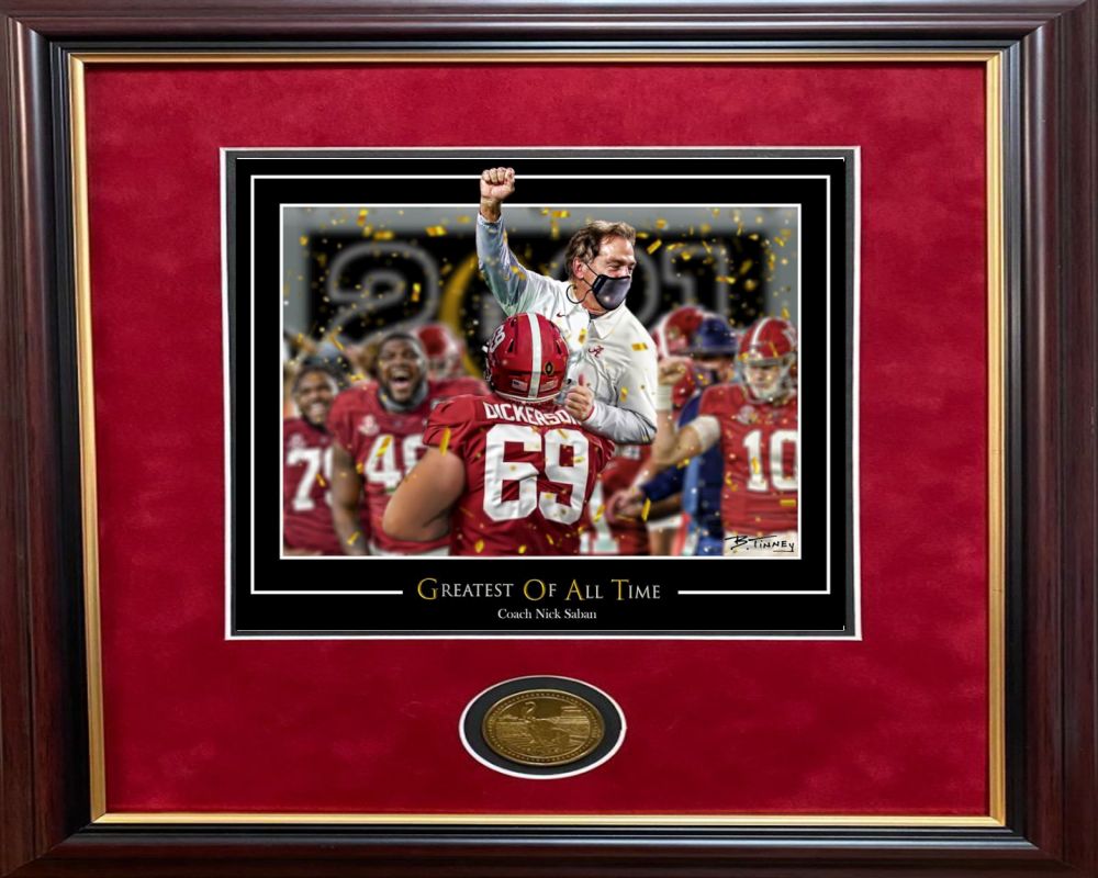 Greatest of All Time Saban print framed with coin