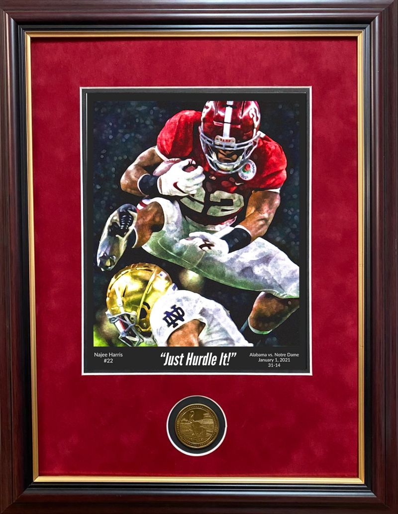 Just Hurdle It Najee Harris Framed print with coin