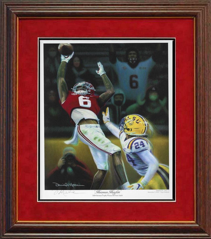 Heisman Heights Daniel Moore framed DeVonta catch print