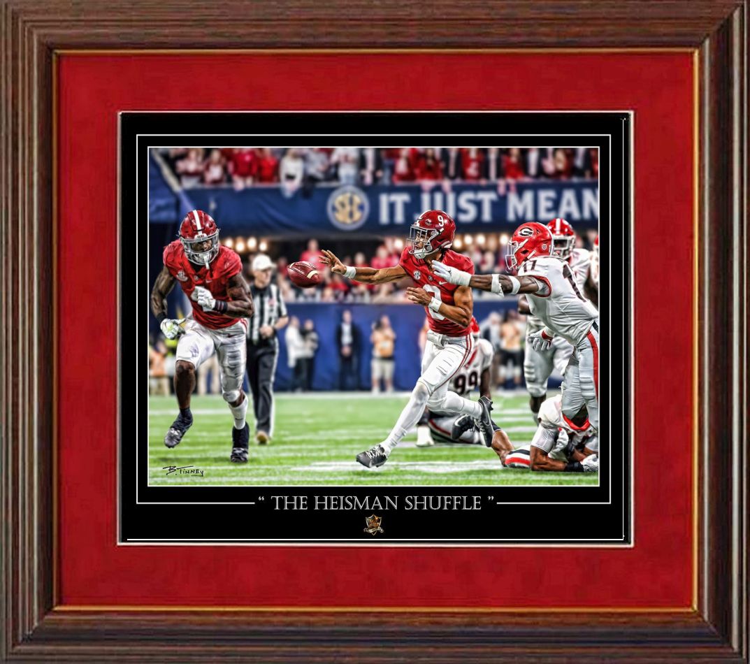 The Heisman Shuffle Bryce Young framed print by Tinney