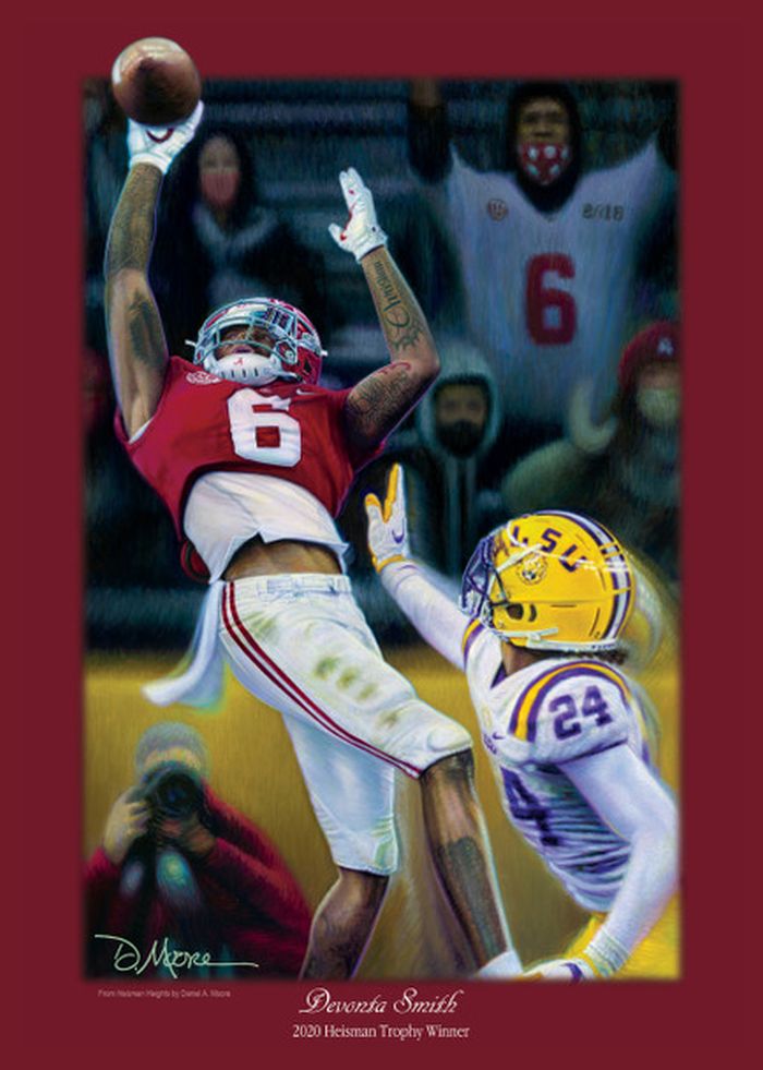 Devonta Smith 2020 Trophy Winner D Moore print