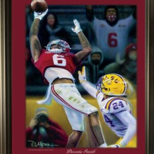 Devonta Smith 2020  Trophy Winner D Moore print Framed