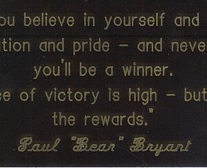 Bear Bryant Engraved Plate Black