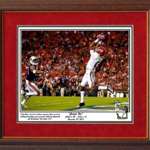 Catch Six Coker to Stewart IRON BOWL 2015 TD framed mini Print BY Riggins