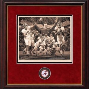 DANIEL MOORE NATIONAL CHAMPIONSHIP SECOND & 26 SKETCH FRAMED WITH coin