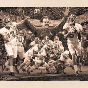 DANIEL MOORE NATIONAL CHAMPIONSHIP SECOND & 26 PENCIL SKETCH