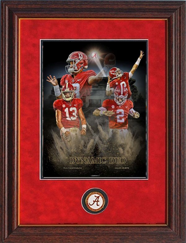 Dynamic Duo Jalen and Tua framed print and coin by Tinney