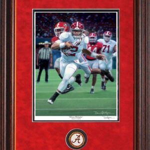 Crimson Redemption Jalen Hurts framed print with coin by Daniel Moore