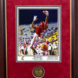 Unstoppable DeVonta Smith Catch framed print with coin by Riggins