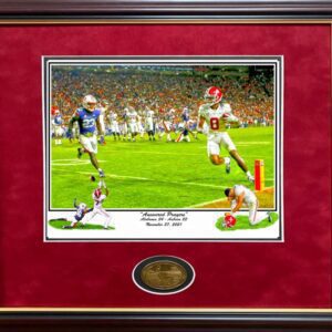 Answered Prayers Iron Bowl 2021 print by Riggins framed with coin
